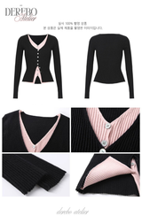 Black Pink Layered Knit Top