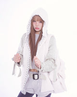 Fluffy hood muffler (ivory)