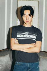 DVRK PRIVÉ BAR LOGO BOXY KNITTED T-SHIRT - GREY