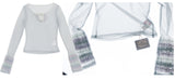 [Rose Island] Layer upon layer of islands, color-blocked ruffled edges, elastic layered double-color base shirt, light and transparent feel layered inside and out