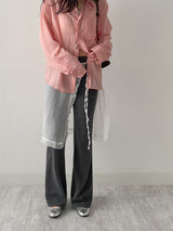 [Unisex] フォミリネンチェックオーバーフィットシャツ