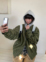 [unisex] Youinb Two-Way Shirring Hood Flight Jumper
