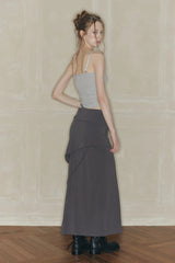 CUT-OUT LONG SKIRT charcoal