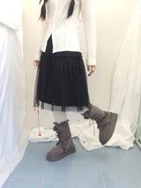 Suede Rabbit Fur Boots