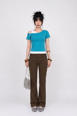 DUAL-TONE ASYMMETRY TEE (4COLORS!)