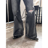 [Unisex] ダメージブーツカットフレアパンツ