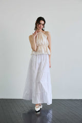 PEARL HALTERNECK TOP / IVORY