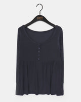 Hoshi-ve button Shirring Layered Long Sleeve T-shirt