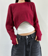 (WARMER DETAIL!) シッククロップドワイドルーズラウンドニット - 2 COLOR