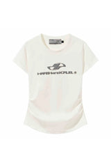 Slim Knit Logo Crop Tee