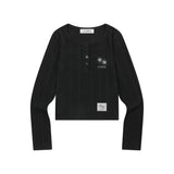 SOFTEN KNIT BUTTON LONG SLEEVE T
