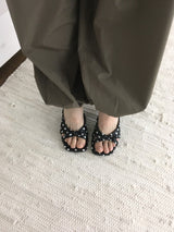Dot Chrome Heel Mules
