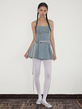 rirri SS Distressed Stone-Wash 100% Cotton Stretch Denim Camisole Dress - Casual Edit