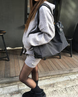 Grey knit hood jumper set
