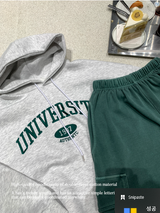  Urban University Embroidery Double Middle Overfit Hoodie