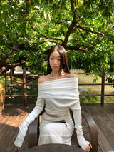 デザインシャーリングロングスカート