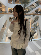Punk Snap Button Brushed Off-Shoulder Knit