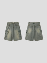 Fairy half cargo denim pants