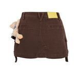 13DE MARZO Camera Bear Cargo Skirt Brown