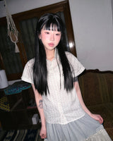 (2color) Candy Stripe Tiered Check Long Skirt