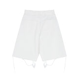 Wide Half Denim Pants White