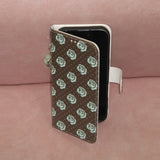 Rose Rose Dot Mint Chocolate Brown Vintage Diary Leather Wallet Phone Case
