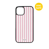 【MADE】パステル ストライプ ピンク アイフォン ケース [Glossy Glass/Magsafe]