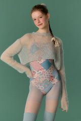 [Bohemian Patchwork_sky blue] V-Back One Piece Swimsuit