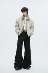 Washed Canvas Faux Wolf Fur Puffer