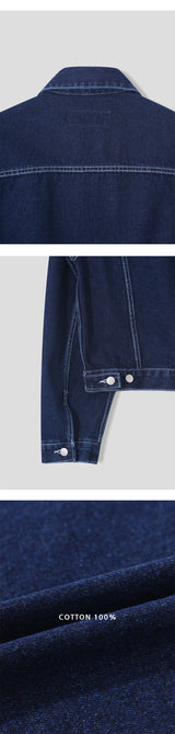 [SET UP가능] Stitch crop denim trucker jacket(2color)