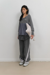 Side Fur Trim Sweatpants / Charcoal
