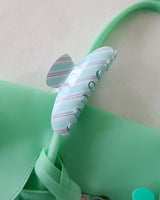 Mint-Color-Blocked Stripe Hair Clip