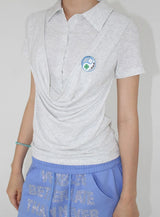DRAPE LAYERED COLLAR TEE
