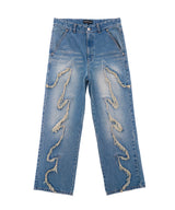 FLAME STAGE PANTS - WASHED BLUE