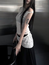 one-shoulder wrap set top (2color)