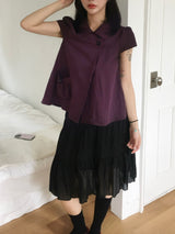 Mori two-button collar pocket blouse (4c)