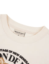 Women's Regular Fit Bear Friends Cropped Sweatshirt Cream (FCF1TS202W)