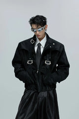 Snakeskin Cropped Leather Jacket