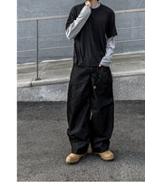 スカルダートワイドカーゴデニムパンツ