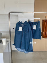 [SALE] デニムシャツスカートツーピースドレス