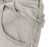 Grain Stud Washed Wide Denim Pants