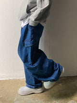 バルーンピンタックワイドバンディングデニムパンツ　３色