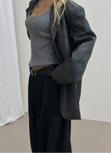[F/W] Leather aging overfit blazer(2color)