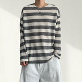 Shoulder Unbalanced Snap Cooling Stripe Knitwear (3 colors)