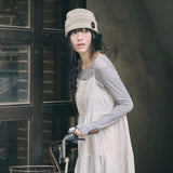 knit button beanie oatmeal