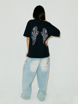  14 DENIM OFF SHOULDER TEE NAVY
