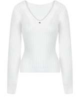Alpaca Deep V-Neck Balloon Knit T