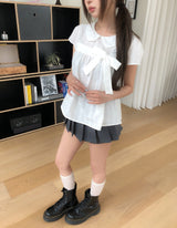 リア ドットプリーツ ミニスカートパンツ
