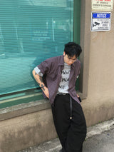 No.1325 wrinkle roll up check SHIRT (3color)