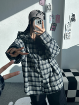 DAILY OVER HOOD SHIRT BLOUSE💚💙❤ - 3 COLORS